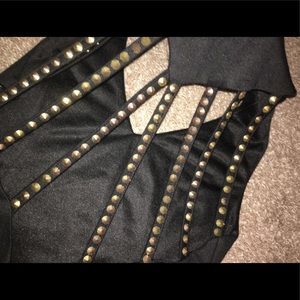 Studded mini black dress.